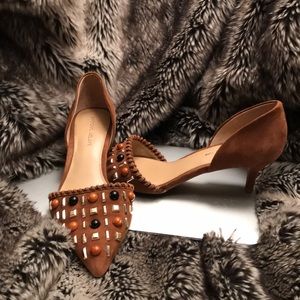 Antonio Melani Suede/Leather Detailed Kitten Heels